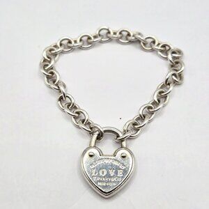 Tiffany & Co. "Love" Heart Padlock Sterling Chain Bracelet